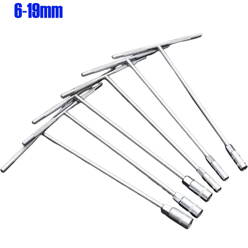 6-19mm T-Style Socket Wrench Hex Nut Key Extended Hex Screwdriver Automotive Repair Tool
