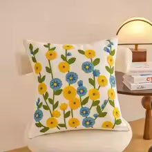 Embroidered Cotton Flower Cushion Cover For Home Sofa Bed Throw Pillowcase Living Room Decorative