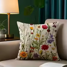 Romantic Flowers Short Plush Throw Pillow Cover