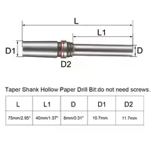 uxcell Hollow Paper Drill Bit 2.5-8mm x 65-75mm w Case for Taper Shank Punch Punching Machine Drilling Tool DIY Electric Tools