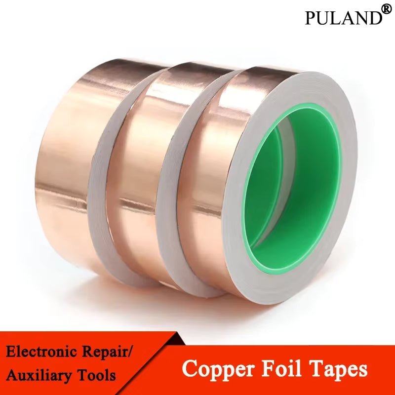 20M Conductive Copper Foil Tape Adhesive Single Double Sided EMI Shielding Tape 5–50mm