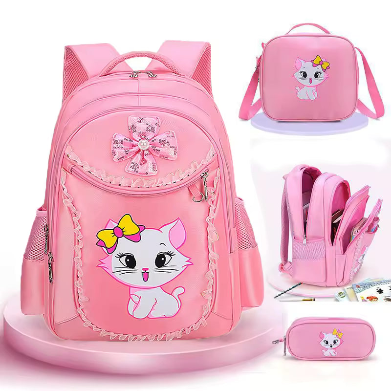 Children Backpack Pink Cute Cat Kindergarten Kid School Bag Backpack Girl Student Teenagers Waterproof Primary Bookbag SchoolBag