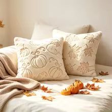 Fall Pumpkin Maple Leaf Pillow Covers – Soft Plush Autumn Decor