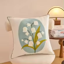Embroidered Cotton Flower Cushion Cover For Home Sofa Bed Throw Pillowcase Living Room Decorative