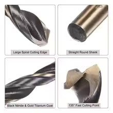 6pcs Titanium Nitride Coated M2 High Speed Steel Twist Drill Bit Set 3mm-6.5mm