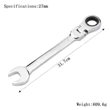 72-Tooth Ratchet Wrench Flexible Head 6mm-27mm Mirror Finish Spanner