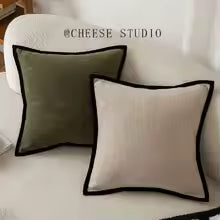 French Medieval Green Pillow Cover – Retro Black Border Sofa Decor