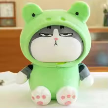22/40cm Cartoon Cat Plush Toy, Hooded Stuffed Animal