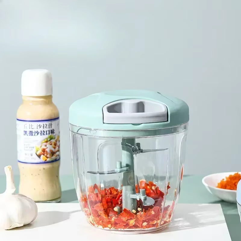 500/900ML Rope Grinder Vegetable Cutter Kitchen Garlic Puller Minced Garlic Chili Fruit Puree Garlic Mixer Rotary Food Processor