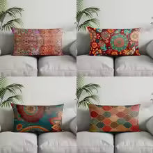 Home Decor Colorful Floral Patterned Pillow Covers Suitable For Sofa Bedroom Car Pillow Cover Cushion Rectangular Back Cushion
