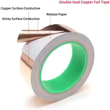 20M Conductive Copper Foil Tape Adhesive Single Double Sided EMI Shielding Tape 5–50mm