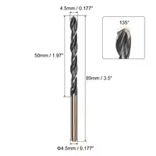 6pcs Titanium Nitride Coated M2 High Speed Steel Twist Drill Bit Set 3mm-6.5mm