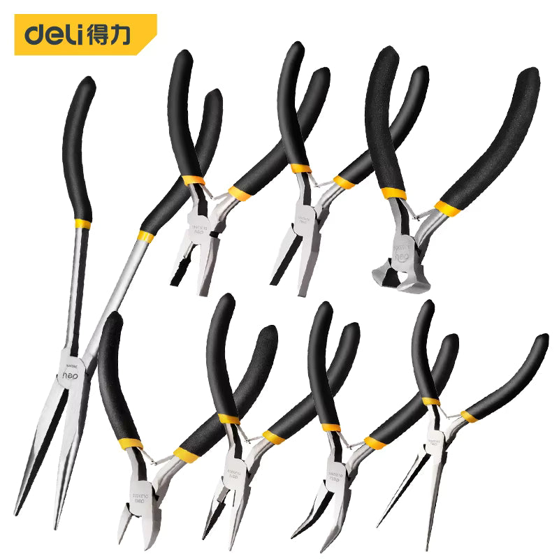 Deli 4/5/6 Inch Mini Long Nose High Precision Wire Cutters Anti-Slip Handle Pliers