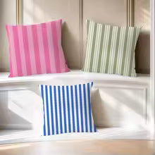 Pink Striped Decorative Throw Pillow Cover for Sofa