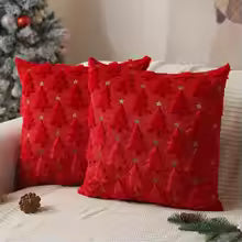 Knitted Christmas Tree Throw Pillow Cover