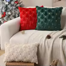 Knitted Christmas Tree Throw Pillow Cover