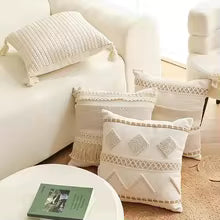 Bohemian Cotton Linen Tassel Pillow Cover 45x45cm