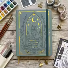 B6 Dot Grid Notebook – Hardcover Cat Moon Journal with 160gsm Paper