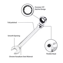 72-Tooth Ratchet Wrench Flexible Head 6mm-27mm Mirror Finish Spanner