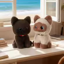 20/25/35cm Black Siamese Cat Plush Toy, Kawaii Stuffed Animal