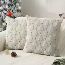 Knitted Christmas Tree Throw Pillow Cover