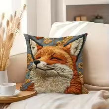 Fox printed pillowcase: comfortable and cute home decoration sofa cushion cover, home decoration, 2D printing