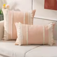 Bohemian Knitted Tassel Throw Pillow Cover