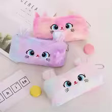 Cute gradient kitten pencil case with large capacity and high aesthetic value