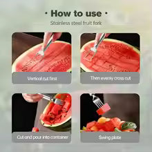2025 Newest Watermelon Slicer Tool Stainless Steel Fruit Cutter Dual Head Watermelon Fork Melon Cutter Kitchen Gadgets