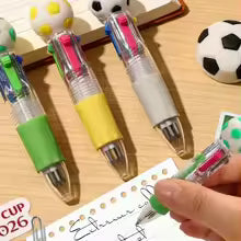 1/2/3/4/5PCS Cute Soccer Four-color Ballpoint Pen Cartoon Multi-color Mini Journal Writing Pens Boy Kids Stationery