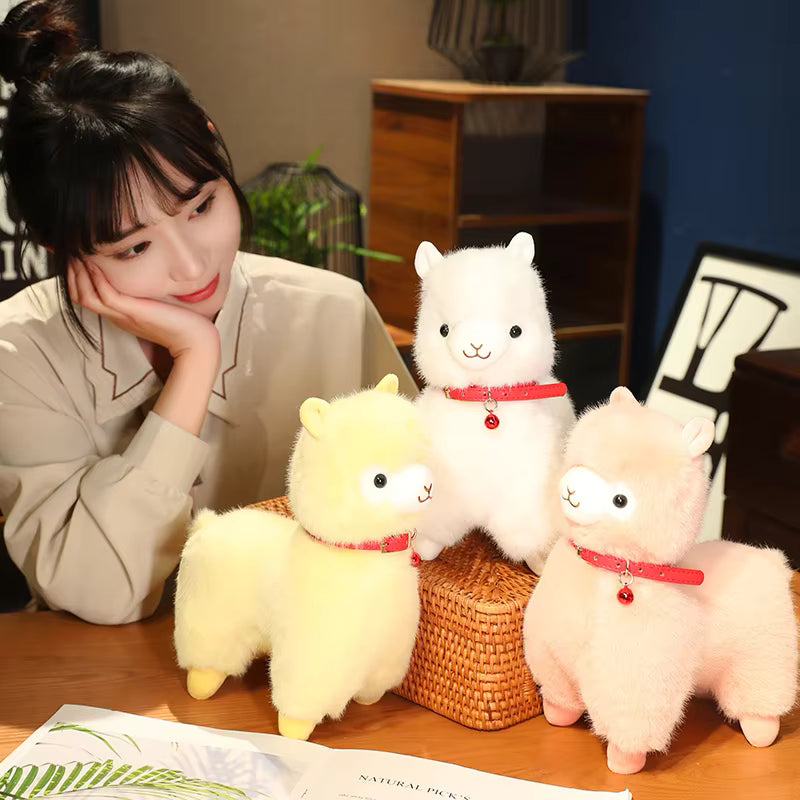 Cute Alpaca Plush Toy with Bell, Soft Stuffed Animal