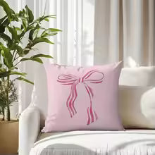 Pink bow cherry pattern printed pillowcase, soft and comfortable, sofa cushion cover