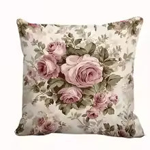 Floral Rose Pattern Decorative Throw Pillow Cover