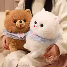 Realistic Pomeranian Plush Toy, Soft Stuffed Puppy
