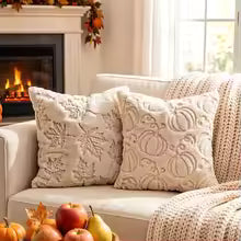 Fall Pumpkin Maple Leaf Pillow Covers – Soft Plush Autumn Decor