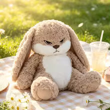 Cute Angry Bunny Plush Doll – Soft Long Ear Rabbit Pillow