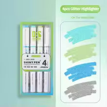4pcs Glitter Highlighters, Flexible Line Width & Smudge-Proof Water-Based Ink For Sparkling Note-Taking Planner Bible Journaling