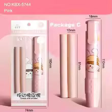 Cute Cartoon Pressing Pencil Eraser Pen Type Rubber Stationery Replaceable Eraser Core for Kids Writing Supplies Soft Art Eraser