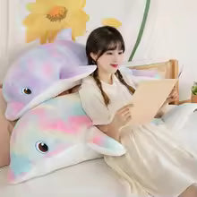 50cm/19.68in Cute Colorful Dolphin Plush Toy Soft Cartoon Model Throw