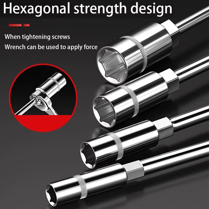 6-19mm T-Style Socket Wrench Hex Nut Key Extended Hex Screwdriver Automotive Repair Tool