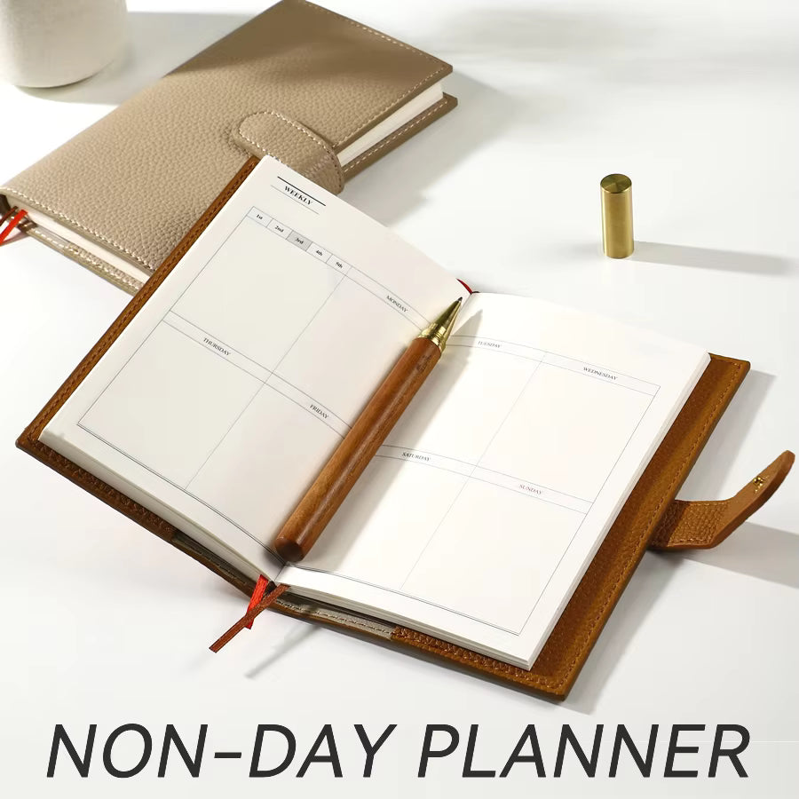 A6 Weekly Planner Notebook – Compact Leather Cover