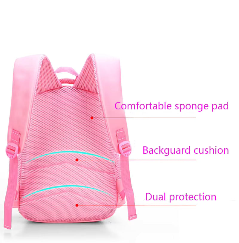 Children Backpack Pink Cute Cat Kindergarten Kid School Bag Backpack Girl Student Teenagers Waterproof Primary Bookbag SchoolBag