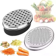 Double-Sided Stainless Steel Cheese Grater – Shredder with Container & Lid