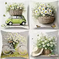 1/4pcs Floral Printed Pillowcases with Charming Scenes Sofa cushion cover