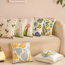 Embroidered Cotton Flower Cushion Cover For Home Sofa Bed Throw Pillowcase Living Room Decorative