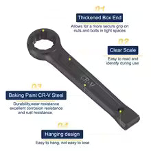 17mm-48mm Box End Striking Ring Wrench CR-V Steel 12-Point Flat Strike Spanner