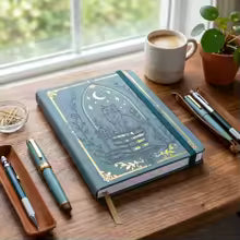B6 Dot Grid Notebook – Hardcover Cat Moon Journal with 160gsm Paper