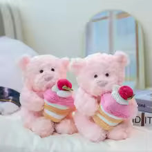 Kawaii 25cm Pink Birthday Cake Teddy Bear Plush Toy Children's Christmas Gift