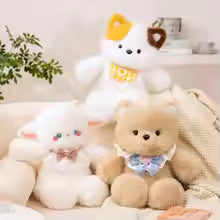 Funny Running Bear Plush Toys Cartoon Rabbit 40cm Stuffed Animal with Bib Stuffed Accompany Doll Kids