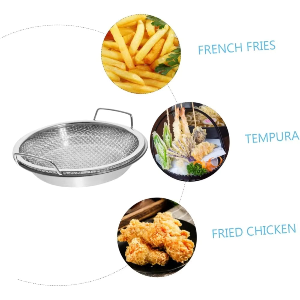 Stainless Steel Frying Rack with Tray Oil Draining Basket